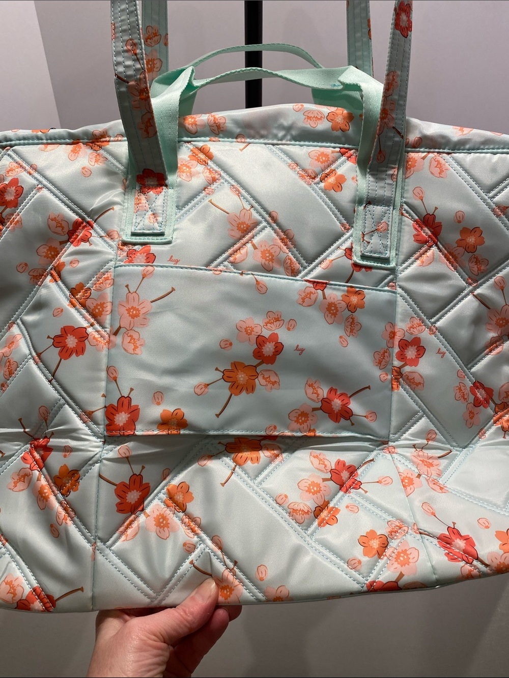 NEW! Lug SAKURA FERRY XL SE Expandable Carry-All Tote Bag Lucky Cat Pink Lining - Picture 6 of 15